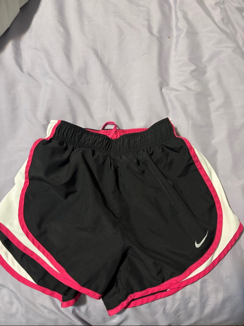 Nike Black Shorts with Pink Trim and White Panels